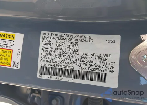 2024 Honda Civic Sport from USA, damaged, VIN 19XFL2H86RE009328